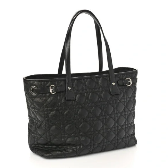 CHRISTIAN DIOR Coated Canvas PANAREA Tote Black ~EUC - Picture 5 of 16